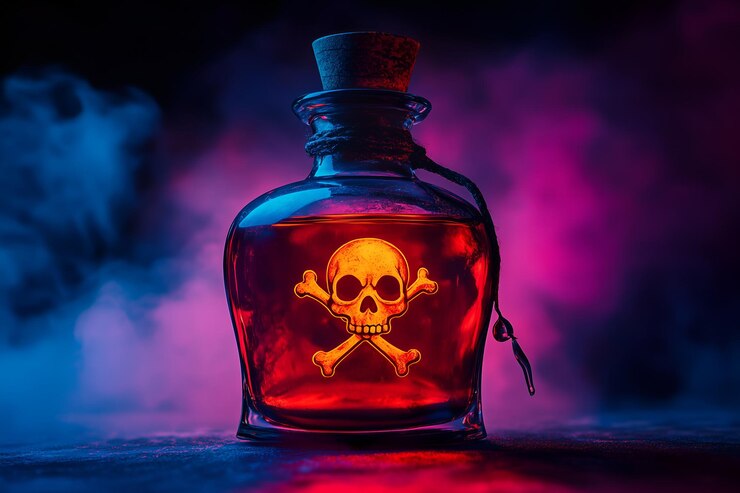 Photo une bouteille de potion en verre vibrante