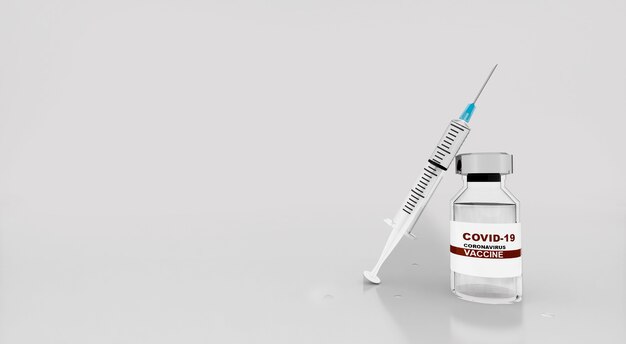 Bouteille et seringue de l'illustrateur 3D du vaccin COVID19 contre le virus corona