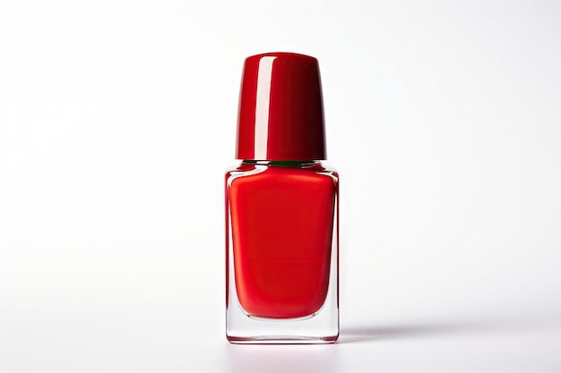 bouteille de vernis rouge sur blanc