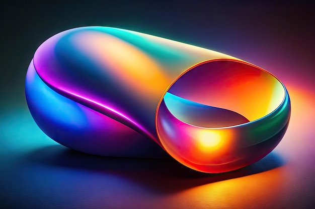 une bouteille de verre colorée avec une lumière brillante dessus