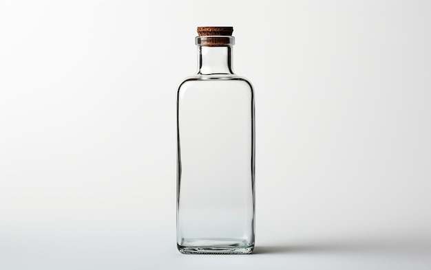 Bouteille en verre sur fond blanc