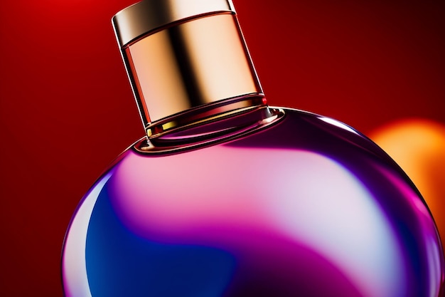 Bouteille en verre de parfum pour femmes publicité maquette promotionnelle emballage de produit rendu gros plan