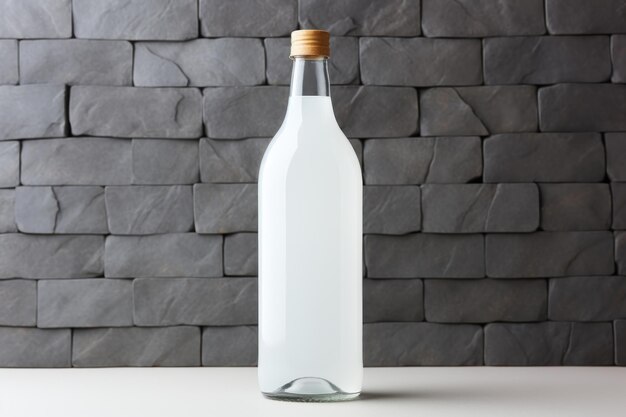 Photo bouteille en verre transparent modèle d'emballage du produit liquide