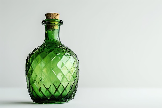 Bouteille de verre verte isolée sur fond blanc