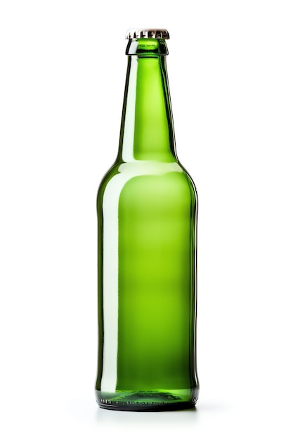 une bouteille verte avec un bouchon blanc