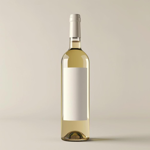 Photo une bouteille de vin blanc avec une étiquette blanche