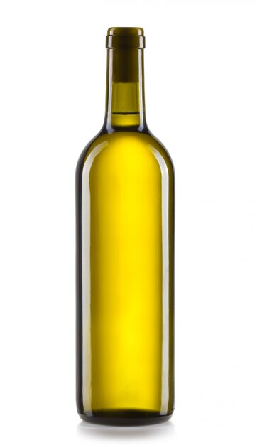 Bouteille de vin blanc isolé sur blanc