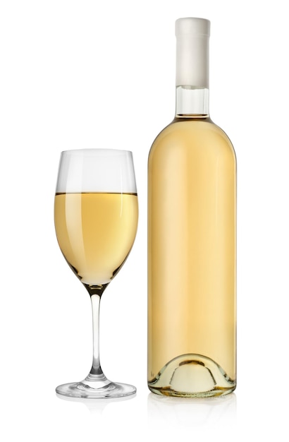 Bouteille de vin blanc isolé sur fond blanc