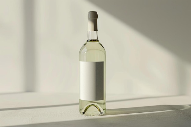 une bouteille de vin blanc posée sur une table