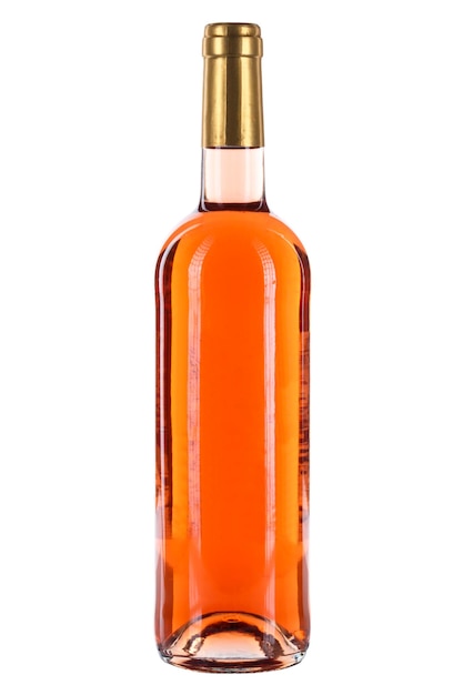 Bouteille de vin couleur rose isolé sur blanc