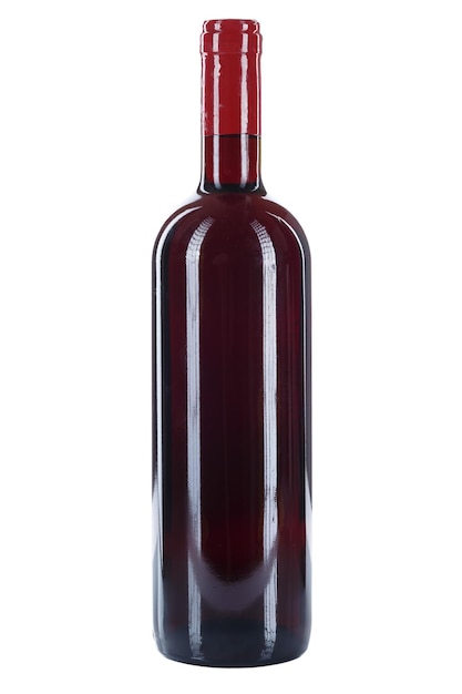 Bouteille de vin couleur rouge isolé sur blanc