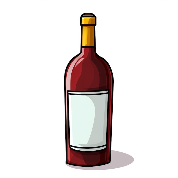 une bouteille de vin de dessin animé avec une étiquette vierge sur un fond blanc génératif ai