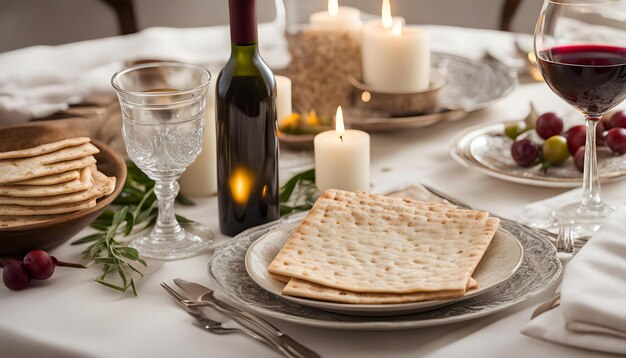 une bouteille de vin est à côté d'une assiette de biscuits