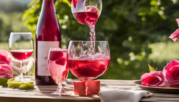 une bouteille de vin est à côté d'un verre de vin