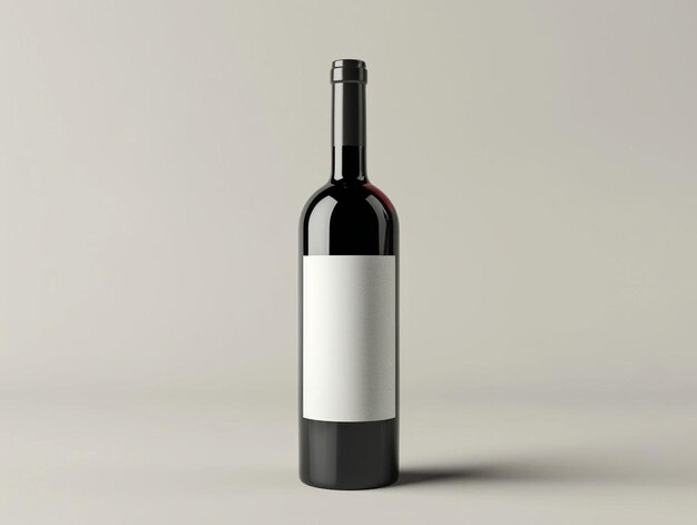 une bouteille de vin rouge avec une étiquette blanche