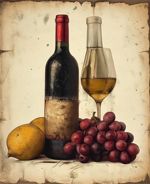 bouteille vin verre prochain citron croustillant texture huile étourdissant grand format mobile vieux ridé rouge jaune