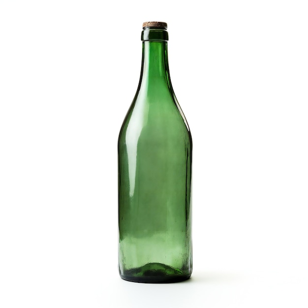 Bouteille de vin vert isolée sur fond blanc