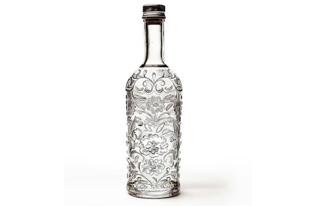 Bouteille de vodka russe isolée sur fond blanc