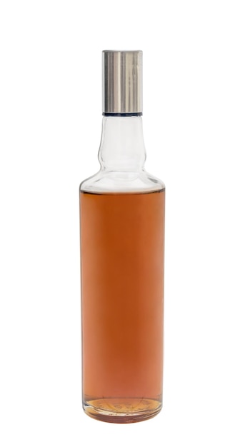 Bouteille de whisky sur fond blanc