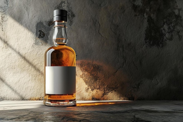 Photo une bouteille de whisky sur une table.
