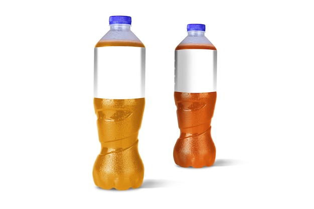 Bouteilles de boissons non alcoolisées isolées sur fond blanc 3D Rendering adapté à votre élément de conception