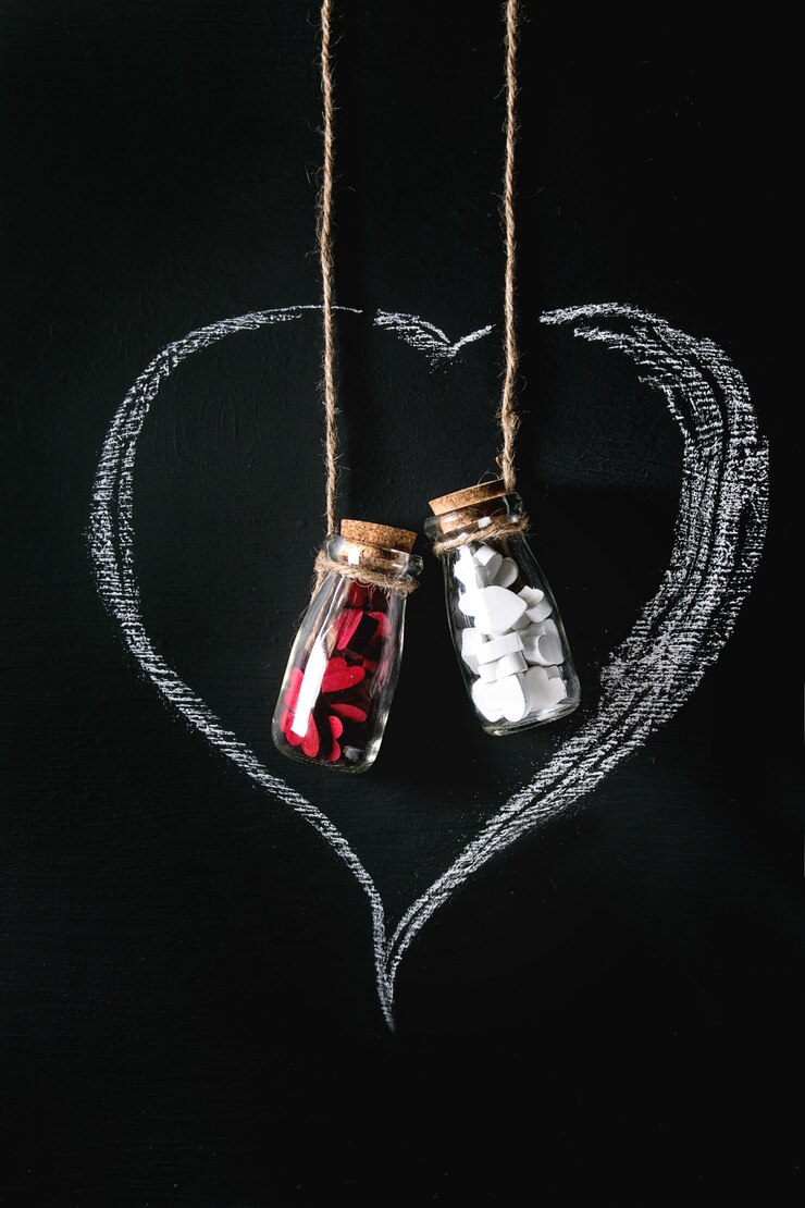 Photo bouteilles avec coeurs
