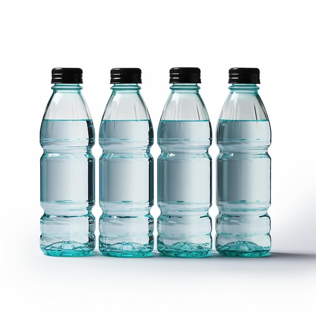bouteilles d'eau en plastique fond blanc