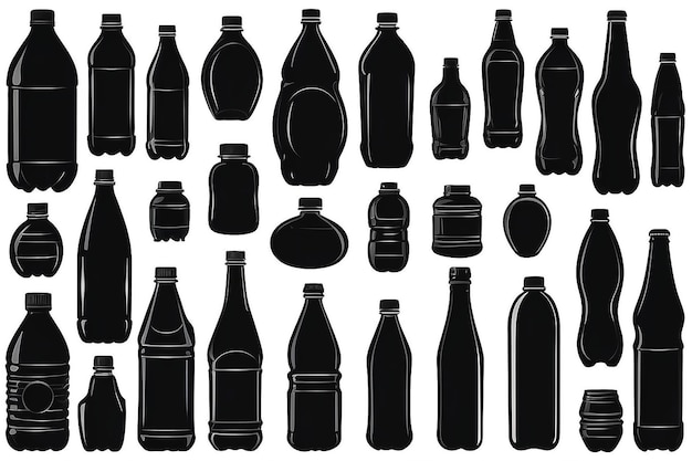 Photo bouteilles en plastique de différentes tailles set d'illustrations vectorielles