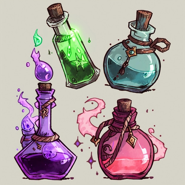 Photo bouteilles avec potions magiques