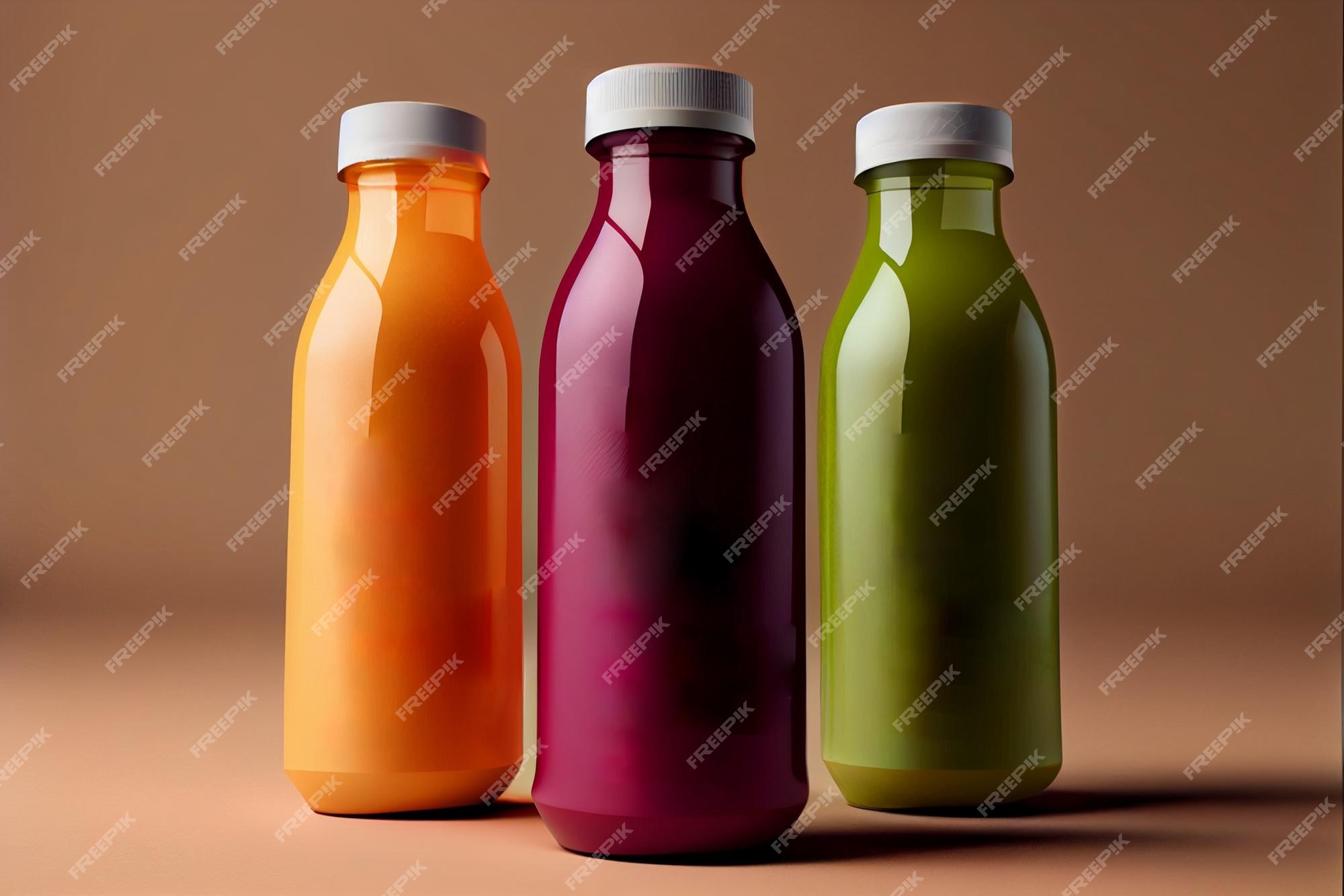 Bouteilles De Smoothie De Jus De Fruits Sains Sur Fond De Couleur