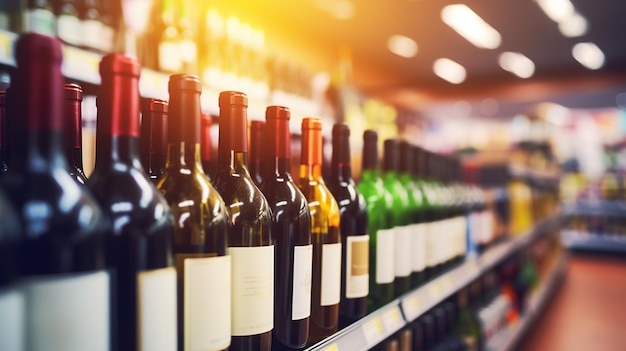 bouteilles de vin dans un magasin de vin