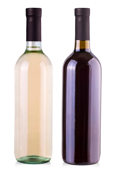 Bouteilles de vin isolés sur fond blanc.