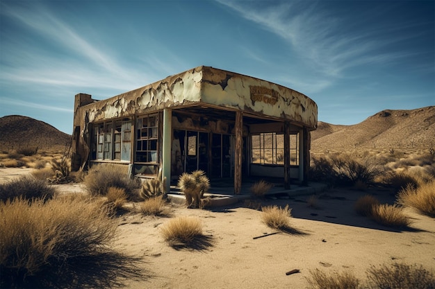 Une boutique abandonnée au milieu du désert