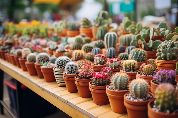 Boutique de vente de petits cactus en pot