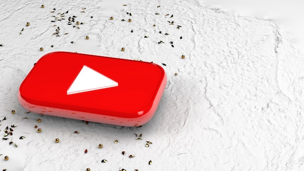 Bouton 3d Youtube sur surface blanche