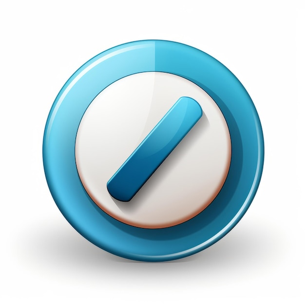 un bouton bleu et blanc avec une flèche bleue