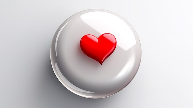 Photo bouton avec coeur rouge isolé ai générative