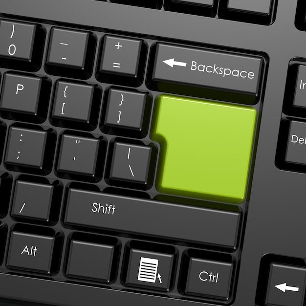 Bouton d'entrée vert dans le clavier noir