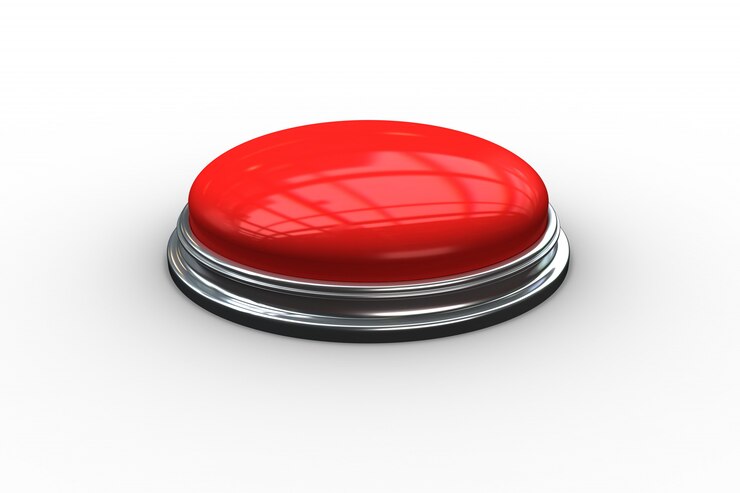 Photo bouton poussoir rouge généré numériquement sur fond blanc
