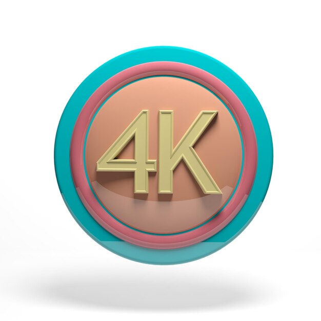 Photo bouton rond de couleur pastel avec symbole 4k isolé