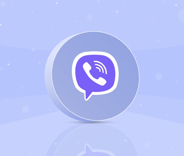 Bouton rond avec l'icône du logo viber 3d