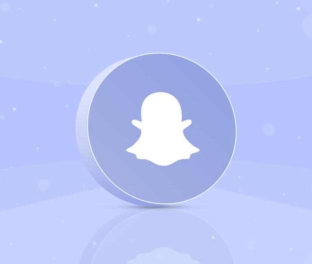 Photo bouton rond avec icône logo snapchat 3d