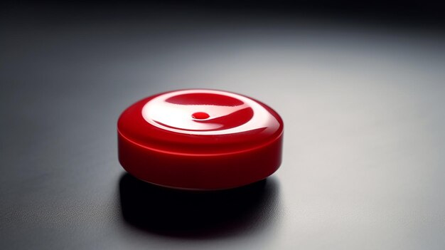 Photo bouton rouge sur une table blanche