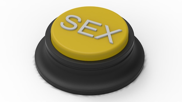 Bouton de sexe jaune isolé rendu 3d illustration