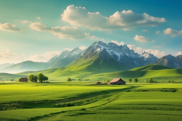 Bouton de thé vert et feuilles de thé vert plantations dans le fond de la nature du matin