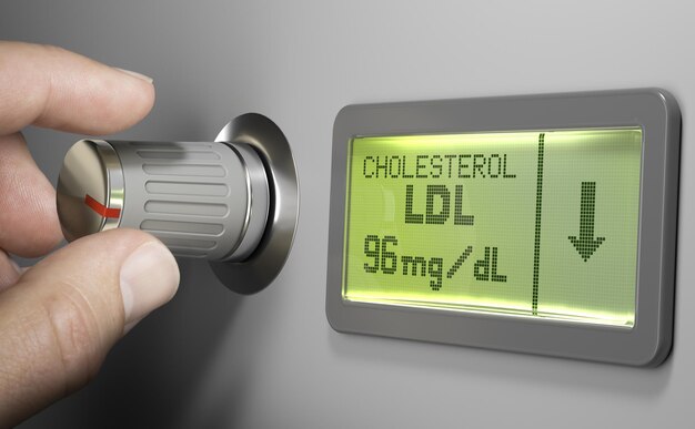 Photo bouton de tournage du doigt pour réduire le cholestérol ldl