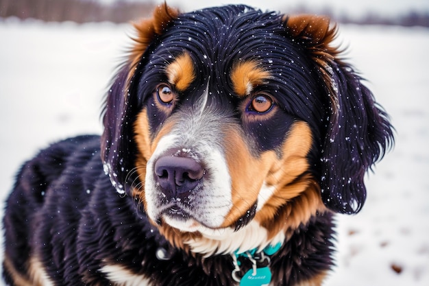 Un bouvier bernois dans la neige