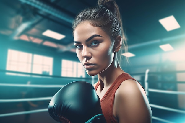 boxe, femme, boxeur, gym, sport, générer, ai