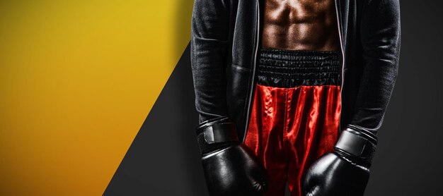 Photo boxer posant après un échec contre la texture en métal noir