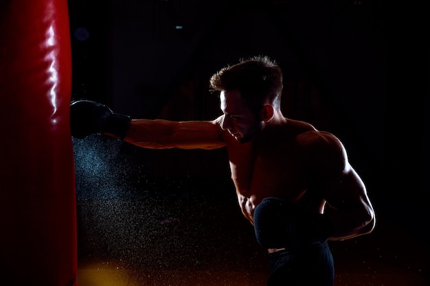 Boxer et sac de boxe